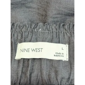 Minimalist Black Midi Skirt Elastic Waist Belt Loops Nine West L Whimsigoth thumbnail 3