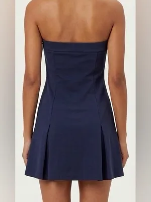 Altar'd State Navy Strapless Mini Dress with Bow Accents Size Large thumbnail 2