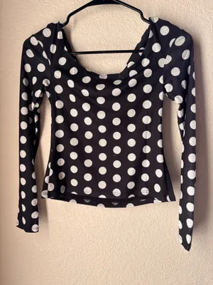 Polka Dot Long Sleeve Cowl neck Top thumbnail 3