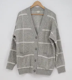 A New Day Womens Grey Windowpane Plaid Button Front Cardigan Sweater Size M thumbnail 1