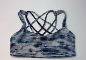 Lululemon Free To Be Bra (Wild) featuring a blue and white abstract blurry print thumbnail 1