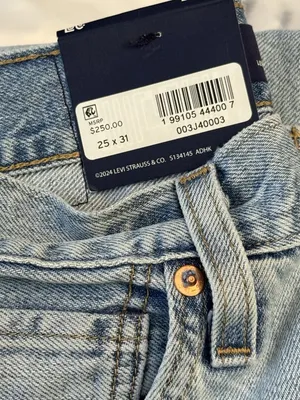 New Levi's 25x31 Blue Label Women's Drop Barrel Jeans Aqua Marine Japanese thumbnail 9