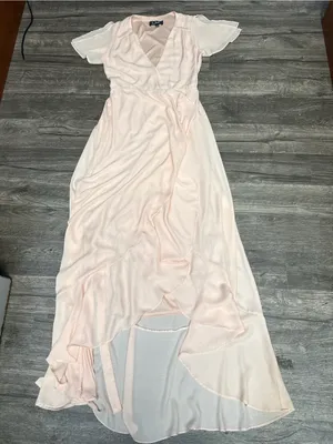 Lulus Blush Pink Ruffle Wrap Maxi Dress XS Flutter Sleeve Wedding Guest thumbnail 2