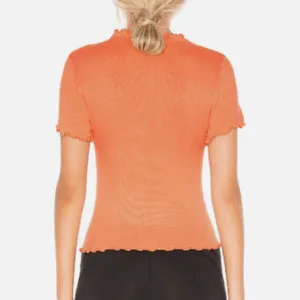 FP Movement Madeline Funnel Baby Tee XS Peach Ribbed Lettuce Hem Top thumbnail 4