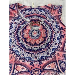 EST. 1946 Women’s Paisley Mandala Tank Top - Size Large - Pink & Blue thumbnail 4