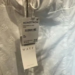 WAYF A-Line Embroidered Button White Dress XL NEW Bridal Shower #200 thumbnail 9