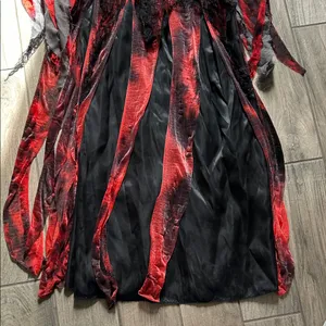 Red and Black Gothic Dress Halloween costume thumbnail 3