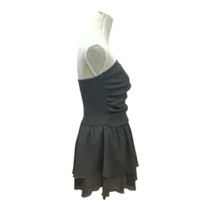 CIDER Women's Summer Cocktail Dress - Tube Ruched Ruffle Mini Dress SIZE L thumbnail 3