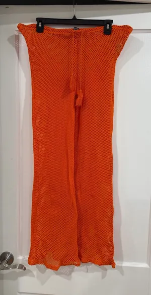 Forever 21 Vibrant Orange Crochet Mesh Pants thumbnail 1