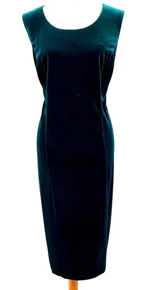 Vintage R&M Richards Emerald Green Velvet Midi Dress Whimsygoth Goth Glam XL thumbnail 1