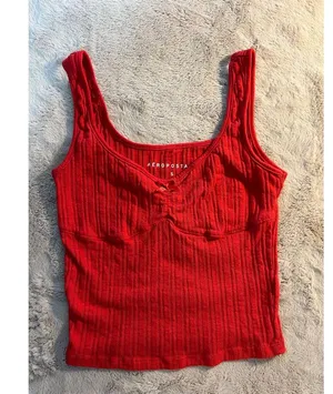 Aeropostale Women's Red Ribbed Knit Sleeveless Tank Top Standard Size S thumbnail 1