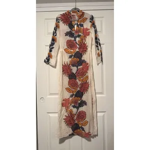 Tory Burch $358 Sheer Caftan Floral‎ Bird Orange Wonderland Beach Sheer Cover Up thumbnail 2