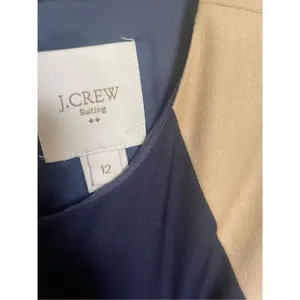 JCrew Suiting Color Block 100% Wool Sleeveless Sheath Dress Blue / Beige 12 thumbnail 12
