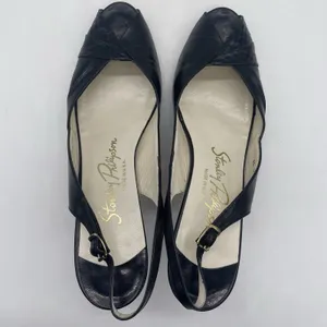 Vtg Stanley Phillipson Womens 9.5 SS‎ Heels Black Leather Slingback Open Toe USA thumbnail 5