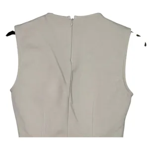 Zara Sleeveless Detailed Lining Fitted Classy Blouse Top Back Zip Up L Beige thumbnail 5