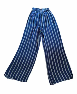 Forever 21 Navy Striped Wide-Leg Pants thumbnail 1