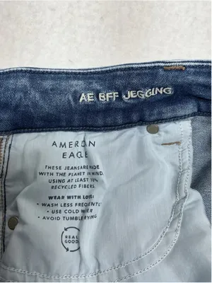 Womans Excellent American Eagle BFF Jegging Stretch Blue Jeans Large Waist 33 In thumbnail 7