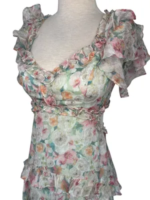 ASTR the Label Mable Dress in Light Green Floral Small New Womens Long Maxi thumbnail 5