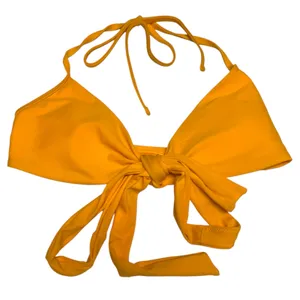 Aerie Womens Bikini‎ Top Sz S Tie Front Mustard Orange Yellow Removable Pads thumbnail 2