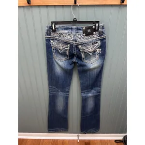 Miss Me JE8003B3L Womens Bootcut Jeans Blue Embellished Rhinestone Size 27 thumbnail 4
