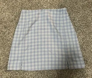 Brandy Melville Light Blue Checkered Pencil Skirt thumbnail 1