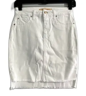 Joes Jeans Womens Field Skirt White Denim Fringe Mini Coastal Boho Size 24 Waist thumbnail 1