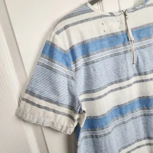 Lou & Grey Linen Cotton Striped Crop Top Blue White Grey Size M thumbnail 11