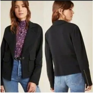 ANTHROPOLOGIE Tailored Moto Button Front Pea Coat Blazer W1469 Sz M thumbnail 2