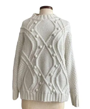 Knit co op chunky cable knit sweater White thumbnail 1