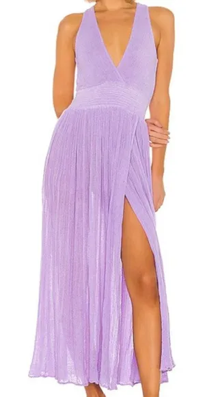 Jen's Pirate Booty Lilac Purple Cotton Shorecrest Gauze Smocked Flowy Maxi Dress thumbnail 1