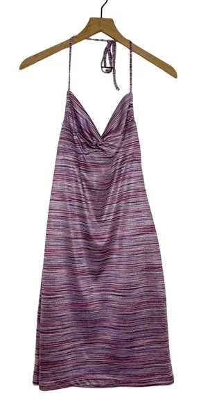 Express Y2K Trapeze Dress Size Small Pink Purple Space Dye Halter Nightout Party thumbnail 1