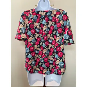 Ann Taylor Floral Loose Fit Top Size S Black thumbnail 2