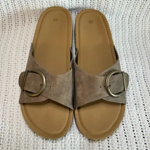 New. Women’s Cork Footbed Slide Sandals with Buckle – Taupe size 10 thumbnail 6
