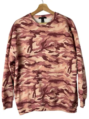 Forever 21 Pink Camo Crewneck‎ Pullover Sweatshirt S thumbnail 1