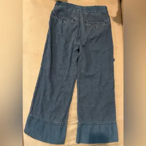 J. Crew Light Wide Leg Cropped Chambray Trousers with Tie‎ Belt Size S thumbnail 5