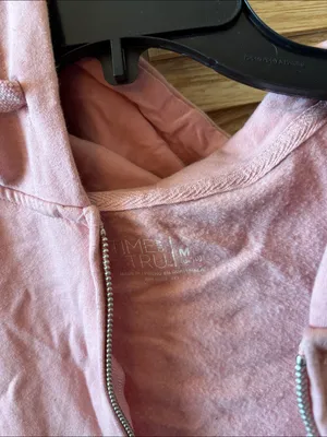 Time and Tru Blush Pink Full-Zip Hooded Sweatshirt Medium thumbnail 3