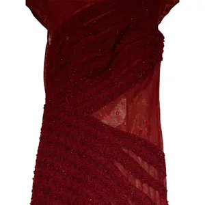 Azzure Couture Burgundy Beaded Lace Open Back Mermaid Evening Gown Dress 6 thumbnail 8