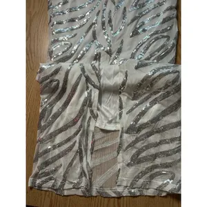 B40 New Womens Strapless Maxi Dress Lined White with Silver Sequins size Medium thumbnail 7