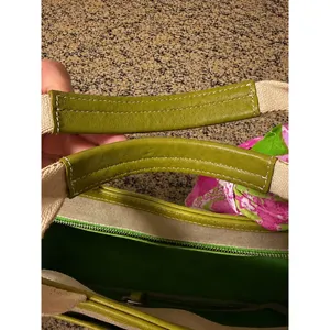 Coach 6734 Rare Vintage Hampton Garden Tote Ivory Green Canvas Leather Y2K Bag thumbnail 7