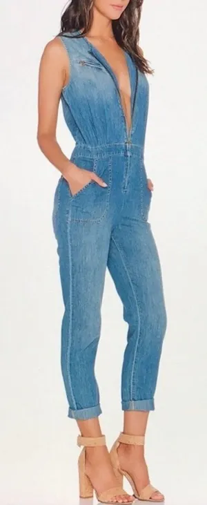 Current Elliott Jumpsuit Size XS Blue Chambray Denim Flight Suit Barn Ranch Wear thumbnail 1