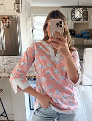 Vineyard Vines Pink Seashell Print Tunic Top Size Medium thumbnail 1