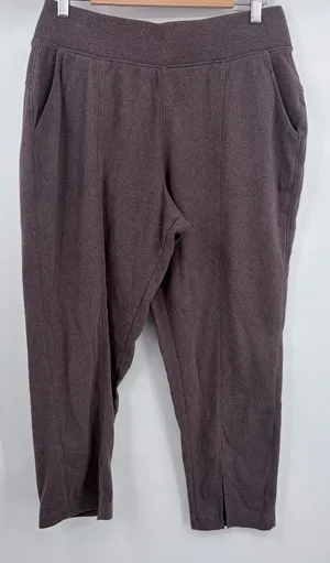 Pact organic airplane tapered leg pant deep taupe purple womens L travel comfort thumbnail 1