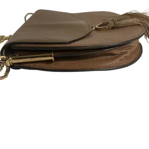 Louise et Cie Crossbody Bag Womens Small‎ Brown Leather Tassel Gold Chain Strap thumbnail 6
