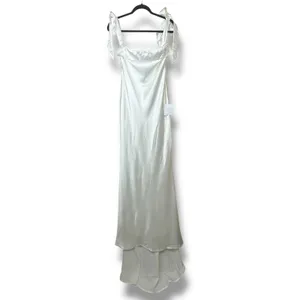 NEW Lulus Lux Bridal Eternally Loved Cutout Satin Off-the-Shoulder Wedding Dress thumbnail 5