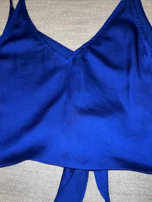 Intimately Free People Royal Blue Tie-Front Spaghetti Strap Crop Camisole thumbnail 6