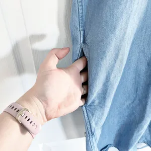 Everlane The Splitneck Jean Dress in Medium Washed Blue thumbnail 5