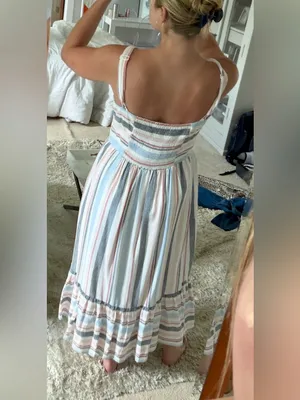 Corley Striped Sleeveless Maxi Dress in White and Pastel Stripes thumbnail 2