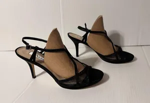 Nina New York black ankle strap heels women size 9.5 M thumbnail 1