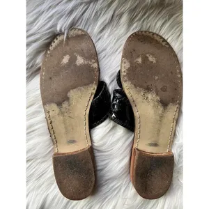 Jack Rogers Black Patent Leather Leather Sandals with Floral Design thumbnail 5