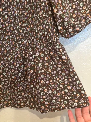 Smocked Square-Neck Brown Floral Peplum Sz L Top Casual Hesperus thumbnail 5